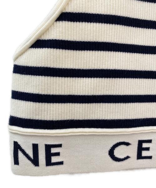 CELINE（セリーヌ）CELINE (セリーヌ) ストライプ アスリート ブラ / メッシュ ホワイト×ブラック サイズ:Sの古着・服飾アイテム