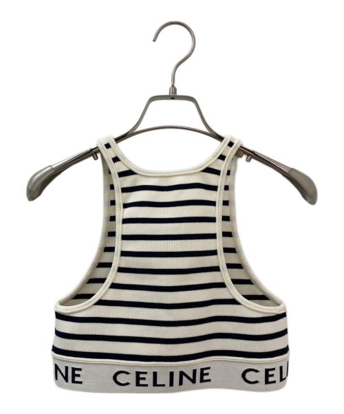 CELINE（セリーヌ）CELINE (セリーヌ) ストライプ アスリート ブラ / メッシュ ホワイト×ブラック サイズ:Sの古着・服飾アイテム
