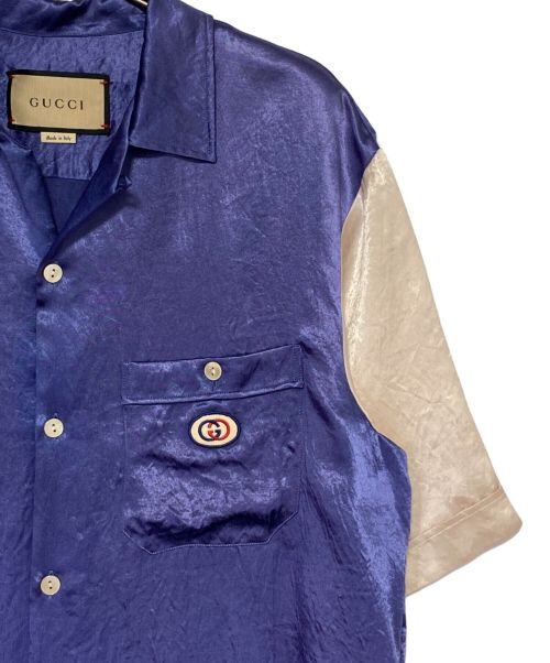 GUCCI（グッチ）GUCCI (グッチ) オープンカラーシャツ ネイビー サイズ:44の古着・服飾アイテム