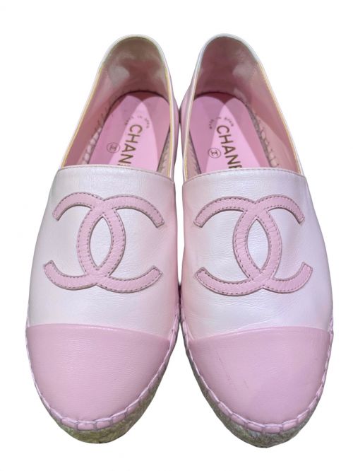 CHANEL（シャネル）CHANEL (シャネル) Coco Mark Espadrille Shoes ピンク サイズ:37の古着・服飾アイテム