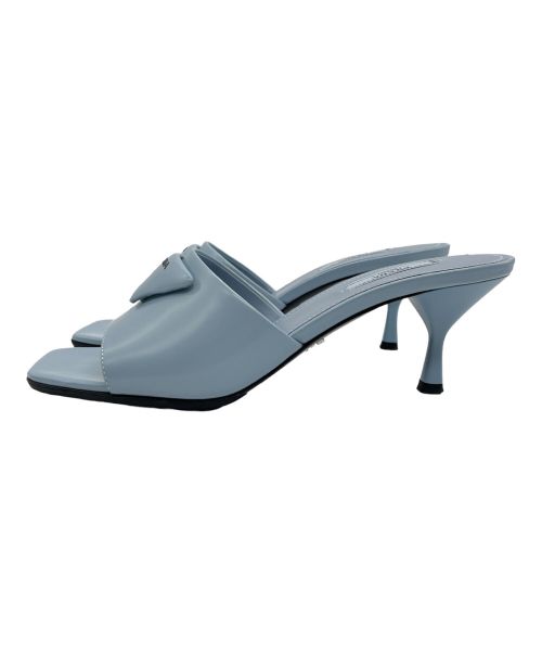PRADA（プラダ）PRADA (プラダ) Brushed leather heeled slides スカイブルー サイズ:38の古着・服飾アイテム