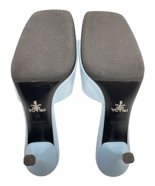 PRADA（プラダ）PRADA (プラダ) Brushed leather heeled slides スカイブルー サイズ:38の古着・服飾アイテム