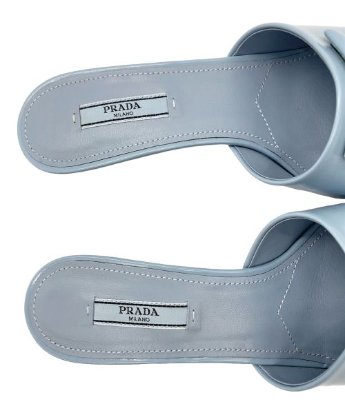 PRADA（プラダ）PRADA (プラダ) Brushed leather heeled slides スカイブルー サイズ:38の古着・服飾アイテム
