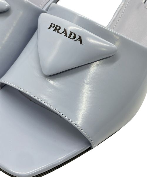 PRADA（プラダ）PRADA (プラダ) Brushed leather heeled slides スカイブルー サイズ:38の古着・服飾アイテム