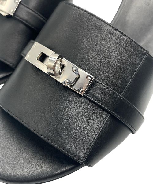 HERMES（エルメス）HERMES (エルメス) ジジ 50 ケリーバックル レザー ミュール ブラック サイズ:38の古着・服飾アイテム