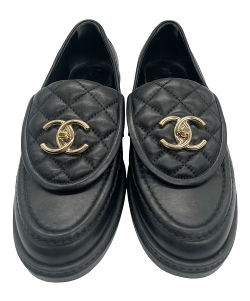 CHANEL（シャネル）CHANEL (シャネル) ココマーク マトラッセレザー ローファー ブラック サイズ:36Cの古着・服飾アイテム