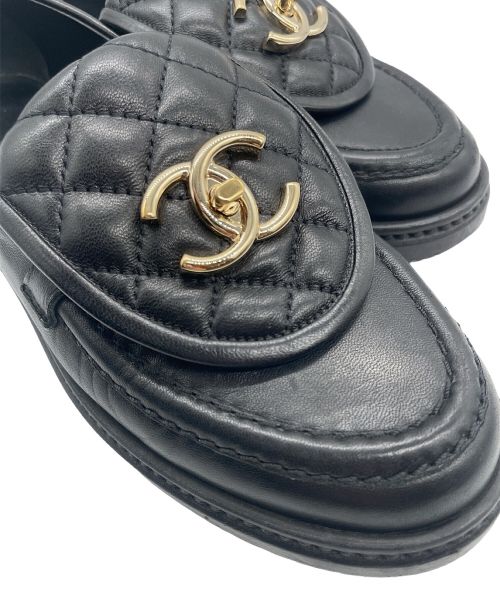 CHANEL（シャネル）CHANEL (シャネル) ココマーク マトラッセレザー ローファー ブラック サイズ:36Cの古着・服飾アイテム