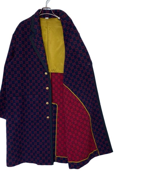 GUCCI（グッチ）GUCCI (グッチ) GGウールコート ネイビー サイズ:46の古着・服飾アイテム