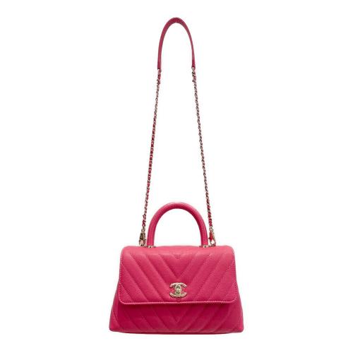 CHANEL（シャネル）CHANEL (シャネル) Vステッチチェーンショルダーバッグ ピンクの古着・服飾アイテム
