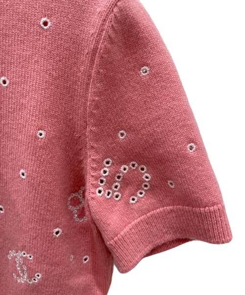 CHANEL（シャネル）CHANEL (シャネル) バックボタンカシミヤニット ピンク サイズ:34の古着・服飾アイテム