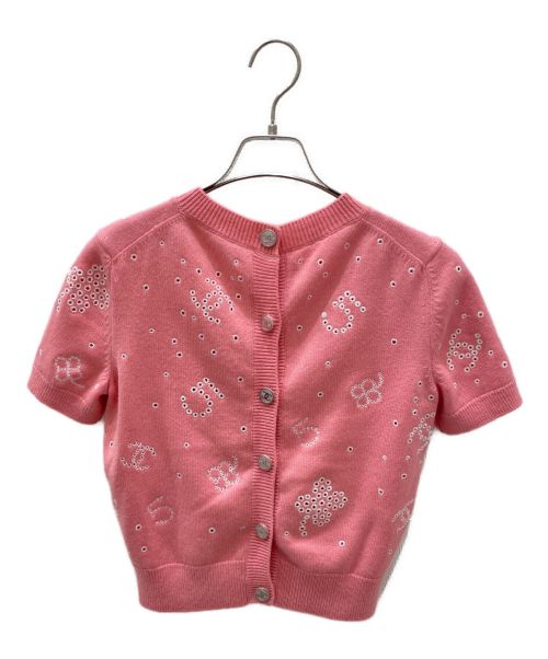 CHANEL（シャネル）CHANEL (シャネル) ココマーク クローバー アイコン ココボタン 半袖 ニット ピンク サイズ:34の古着・服飾アイテム