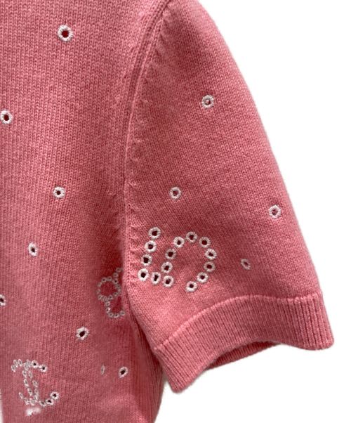 CHANEL（シャネル）CHANEL (シャネル) ココマーク クローバー アイコン ココボタン 半袖 ニット ピンク サイズ:34の古着・服飾アイテム