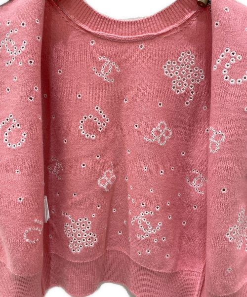 CHANEL（シャネル）CHANEL (シャネル) ココマーク クローバー アイコン ココボタン 半袖 ニット ピンク サイズ:34の古着・服飾アイテム
