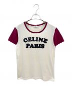 CELINEセリーヌ）の古着「フロックロゴTシャツ」｜アイボリー×レッド