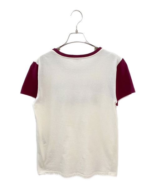 CELINE（セリーヌ）CELINE (セリーヌ) フロックロゴTシャツ アイボリー×レッド サイズ:XSの古着・服飾アイテム