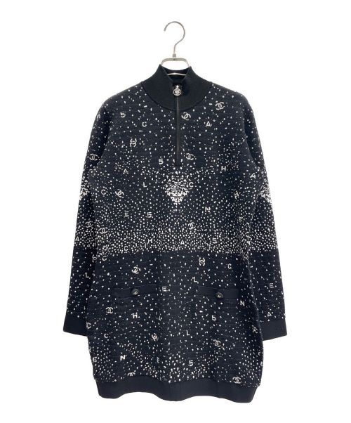 CHANEL（シャネル）CHANEL (シャネル) Half Zip Coco Mark Knit Dress ブラック サイズ:42の古着・服飾アイテム