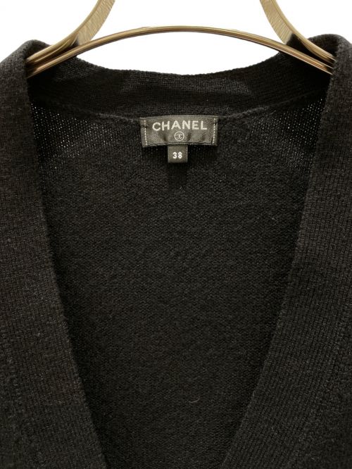 CHANEL（シャネル）CHANEL (シャネル) 100% cashmere knit cardigan ブラック×グレー サイズ:38の古着・服飾アイテム