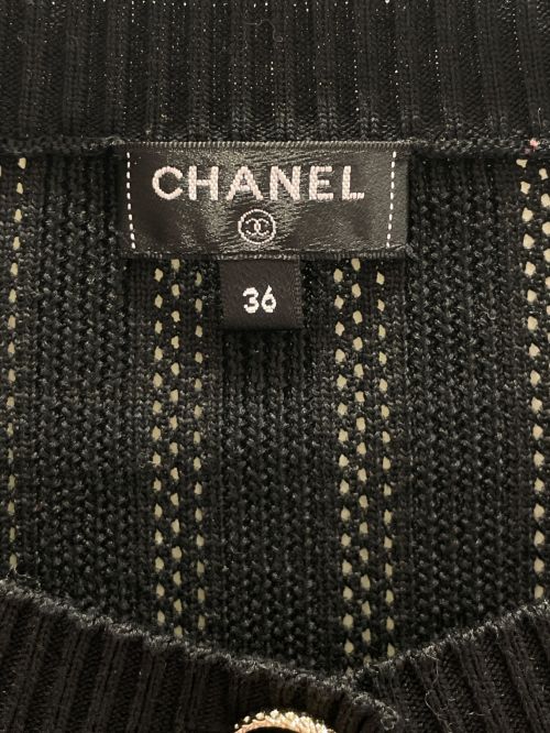 CHANEL（シャネル）CHANEL (シャネル) Coco Button Knit Cardigan ブラック サイズ:36の古着・服飾アイテム