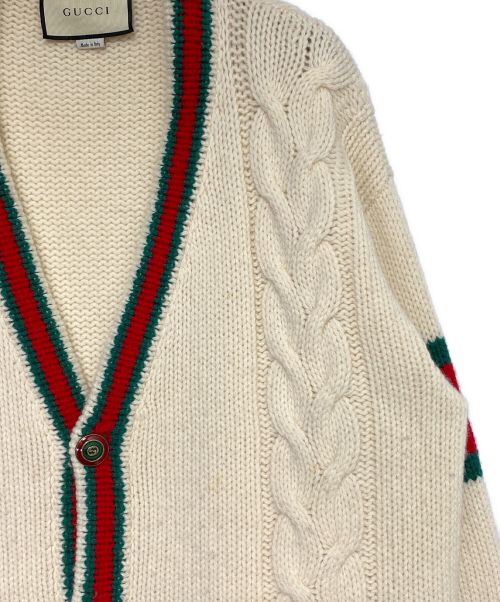 GUCCI（グッチ）GUCCI (グッチ) オーバーサイズ ケーブルニット カーディガン ベージュ サイズ:Lの古着・服飾アイテム