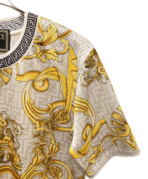 FENDI（フェンディ）FENDI (フェンディ) VERSACE (ヴェルサーチェ) フェンダーチェ メッシュロゴTシャツ ベージュ サイズ:XSの古着・服飾アイテム