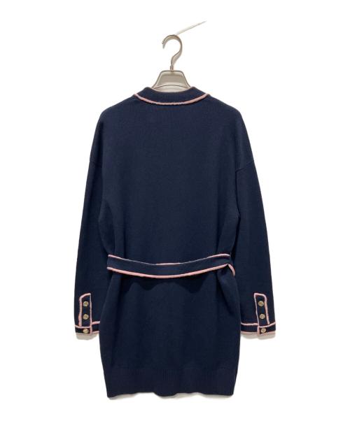 CHANEL（シャネル）CHANEL (シャネル) P70 21SS No.5 cashmere long cardigan カシミヤ ココボタン ロングカーディガン ネイビー×ピンク サイズ:38の古着・服飾アイテム