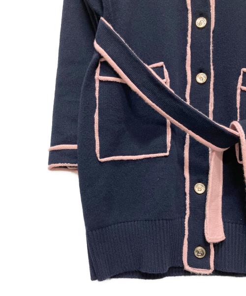 CHANEL（シャネル）CHANEL (シャネル) P70 21SS No.5 cashmere long cardigan カシミヤ ココボタン ロングカーディガン ネイビー×ピンク サイズ:38の古着・服飾アイテム