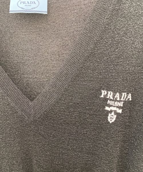 PRADA（プラダ）PRADA (プラダ) ロゴ刺繍ラメニットワンピース ブラック サイズ:36Sの古着・服飾アイテム
