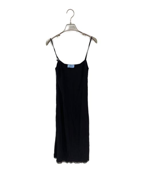 PRADA（プラダ）PRADA (プラダ) ロゴ刺繍ラメニットワンピース ブラック サイズ:36Sの古着・服飾アイテム