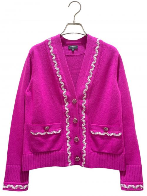 CHANEL（シャネル）CHANEL (シャネル) Coco Mark Button Cardigan パープル サイズ:34の古着・服飾アイテム