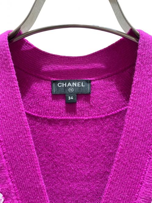 CHANEL（シャネル）CHANEL (シャネル) Coco Mark Button Cardigan パープル サイズ:34の古着・服飾アイテム
