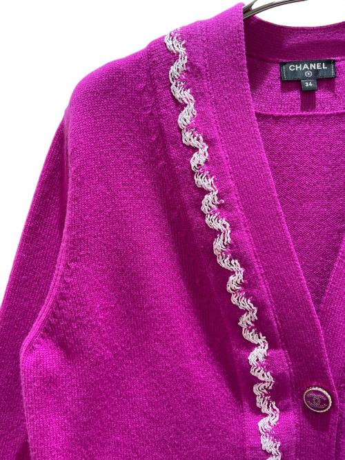 CHANEL（シャネル）CHANEL (シャネル) Coco Mark Button Cardigan パープル サイズ:34の古着・服飾アイテム