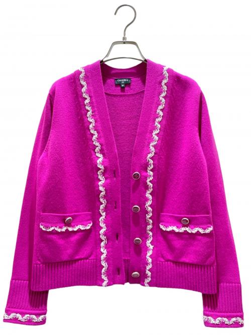 CHANEL（シャネル）CHANEL (シャネル) Coco Mark Button Cardigan パープル サイズ:34の古着・服飾アイテム