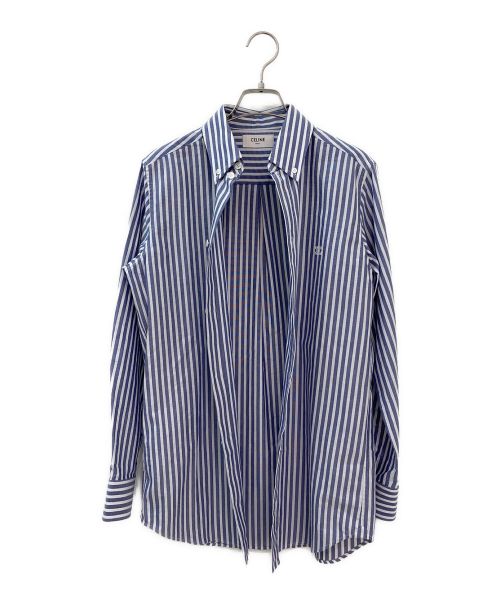 CELINE（セリーヌ）CELINE (セリーヌ) トリオンフストライプシャツ ブルー×ホワイト サイズ:34の古着・服飾アイテム