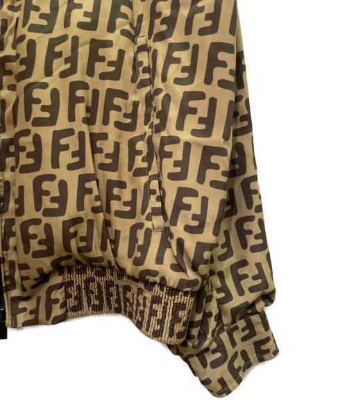 FENDI（フェンディ）FENDI (フェンディ) FFロゴ リバーシブル ジップブルゾン ブラウン×ベージュ サイズ:52の古着・服飾アイテム