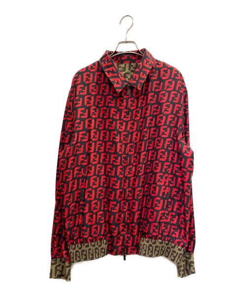 FENDI（フェンディ）FENDI (フェンディ) FFロゴ リバーシブル ジップブルゾン ブラウン×ベージュ サイズ:52の古着・服飾アイテム