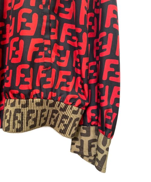 FENDI（フェンディ）FENDI (フェンディ) FFロゴ リバーシブル ジップブルゾン ブラウン×ベージュ サイズ:52の古着・服飾アイテム