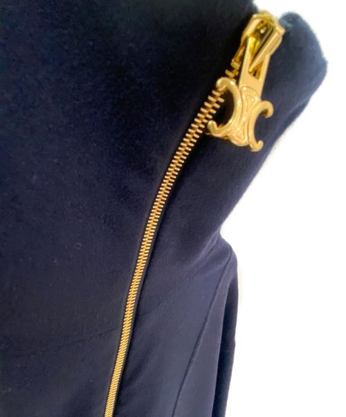 CELINE（セリーヌ）CELINE (セリーヌ) ダブルフェイスカシミヤトリオンフハーフジップ ネイビー サイズ:34の古着・服飾アイテム