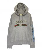 GUCCIグッチ）の古着「アームロゴドラゴンエンブロイダリーパーカー」｜グレー