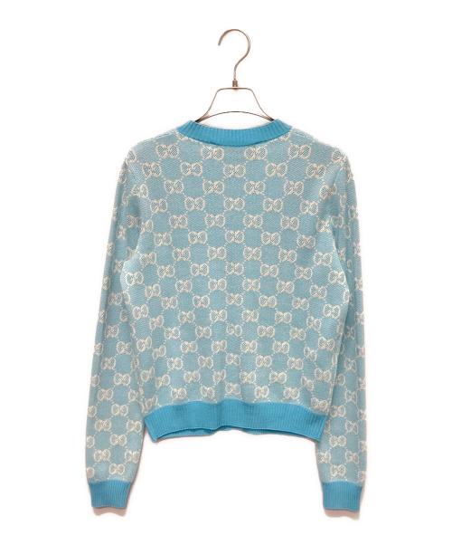GUCCI（グッチ）GUCCI (グッチ) GG柄カーディガン スカイブルー サイズ:XSの古着・服飾アイテム