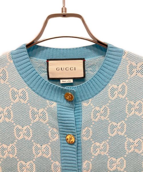 GUCCI（グッチ）GUCCI (グッチ) GG柄カーディガン スカイブルー サイズ:XSの古着・服飾アイテム