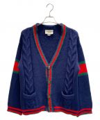 GUCCIグッチ）の古着「オーバーサイズ ケーブルニット カーディガン」｜ネイビー