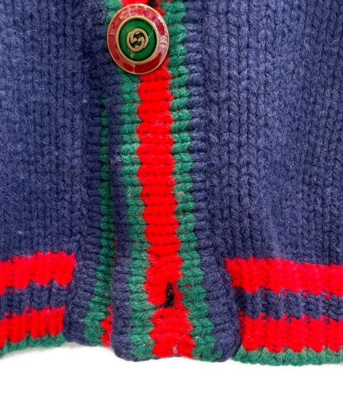 GUCCI（グッチ）GUCCI (グッチ) オーバーサイズ ケーブルニット カーディガン ネイビー サイズ:Sの古着・服飾アイテム
