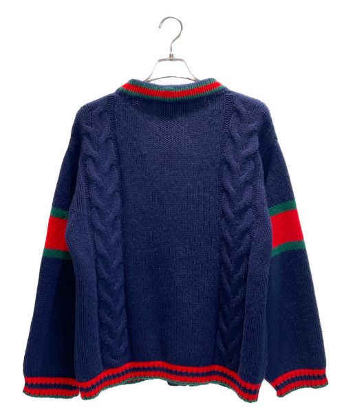 GUCCI（グッチ）GUCCI (グッチ) オーバーサイズ ケーブルニット カーディガン ネイビー サイズ:Sの古着・服飾アイテム