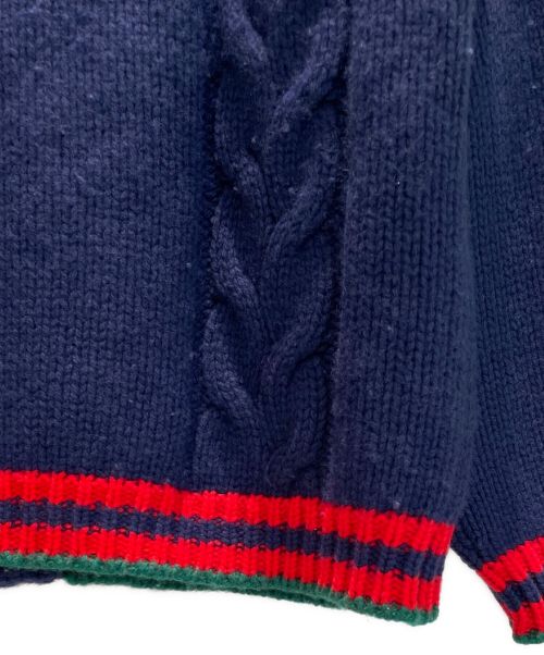 GUCCI（グッチ）GUCCI (グッチ) オーバーサイズ ケーブルニット カーディガン ネイビー サイズ:Sの古着・服飾アイテム