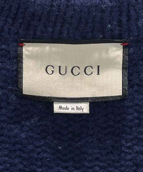 GUCCI（グッチ）GUCCI (グッチ) オーバーサイズ ケーブルニット カーディガン ネイビー サイズ:Sの古着・服飾アイテム