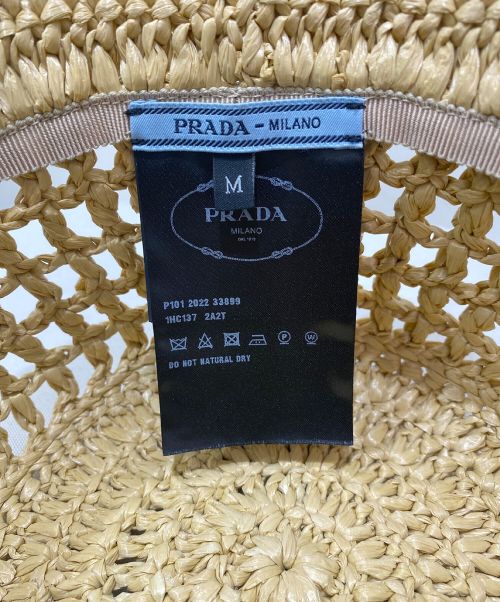 PRADA（プラダ）PRADA (プラダ) ストローバケットハット ベージュ サイズ:Mの古着・服飾アイテム