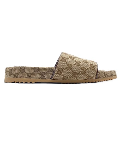 GUCCI（グッチ）GUCCI (グッチ) GGキャンバス メンズ スライドサンダル ブラウン サイズ:8の古着・服飾アイテム