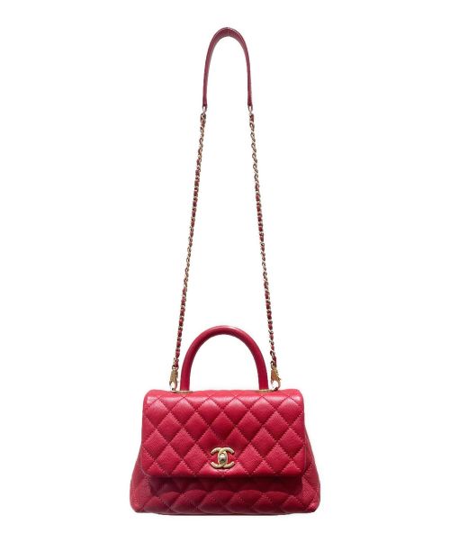 CHANEL（シャネル）CHANEL (シャネル) マトラッセ トップハンドルチェーンショルダーバッグ レッド サイズ:-の古着・服飾アイテム