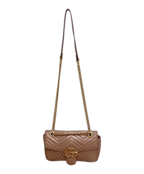 GUCCI（グッチ）GUCCI (グッチ) GGマーモント キルティング スモール ショルダーバッ ピンクの古着・服飾アイテム