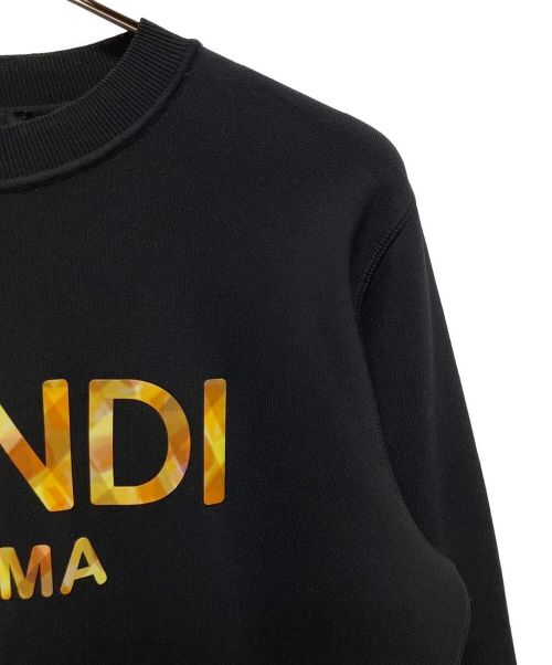 FENDI（フェンディ）FENDI (フェンディ) ロゴクルーネックスウェット ブラック サイズ:48の古着・服飾アイテム